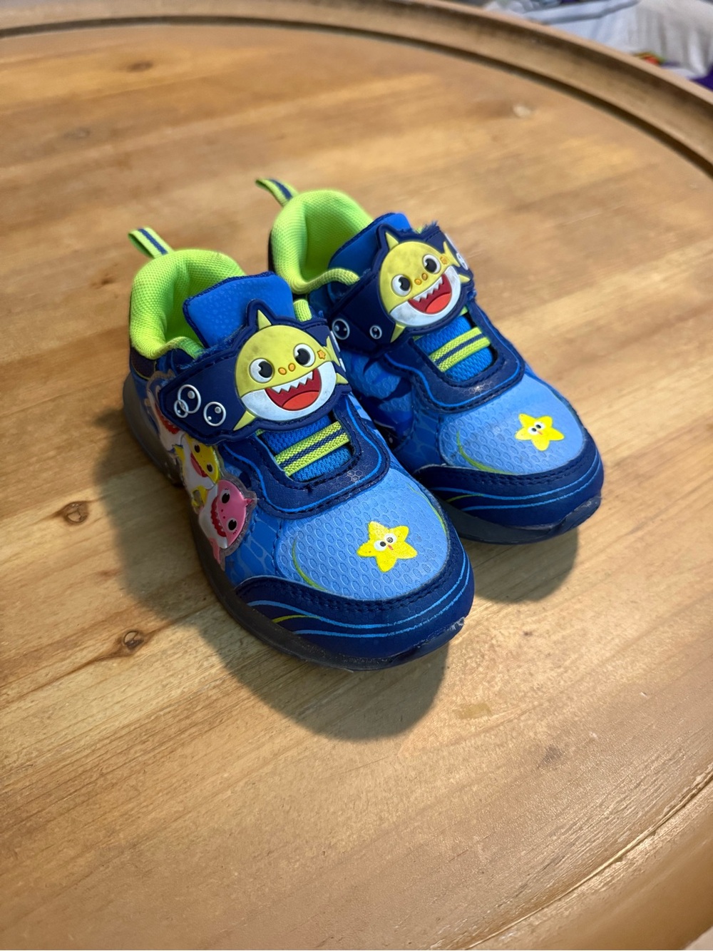 Blue Shark Character Kids Sneakers with Lime Accents